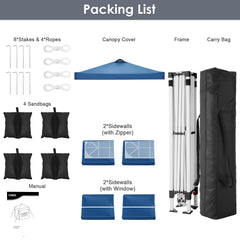 10' x 10' Adjustable Height Pop-up Canopy Tent Fully Waterproof Instant Outdoor Canopy Folding Shelter with 4 Removable Sidewalls, Air Vent on The Top, 4 Sandbags, Carrying Bag