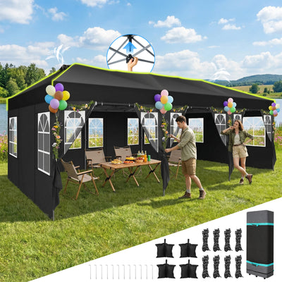 COBIZI 10'x30' Pop up Waterproof Canopy with Sidewalls & Wheel Carry Bag SPC305