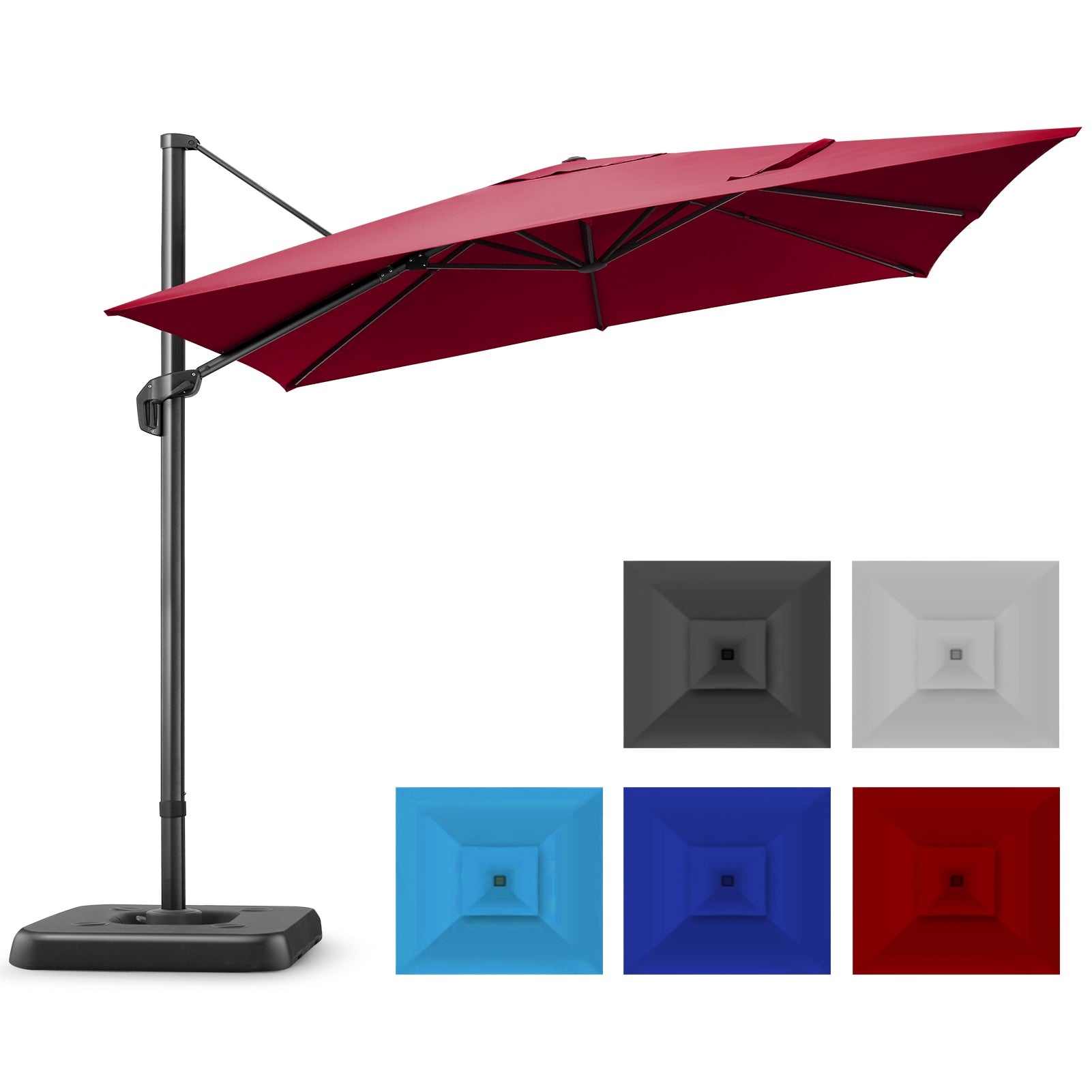 HOTEEL 10 Ft Patio Umbrella Outdoor Cantilever Square Umbrella Aluminum Offset Umbrella with Base, 360¡ã Rotation£¬Burgundy