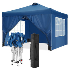 10' x 10' Adjustable Height Pop-up Canopy Tent Fully Waterproof Instant Outdoor Canopy Folding Shelter with 4 Removable Sidewalls, Air Vent on The Top, 4 Sandbags, Carrying Bag