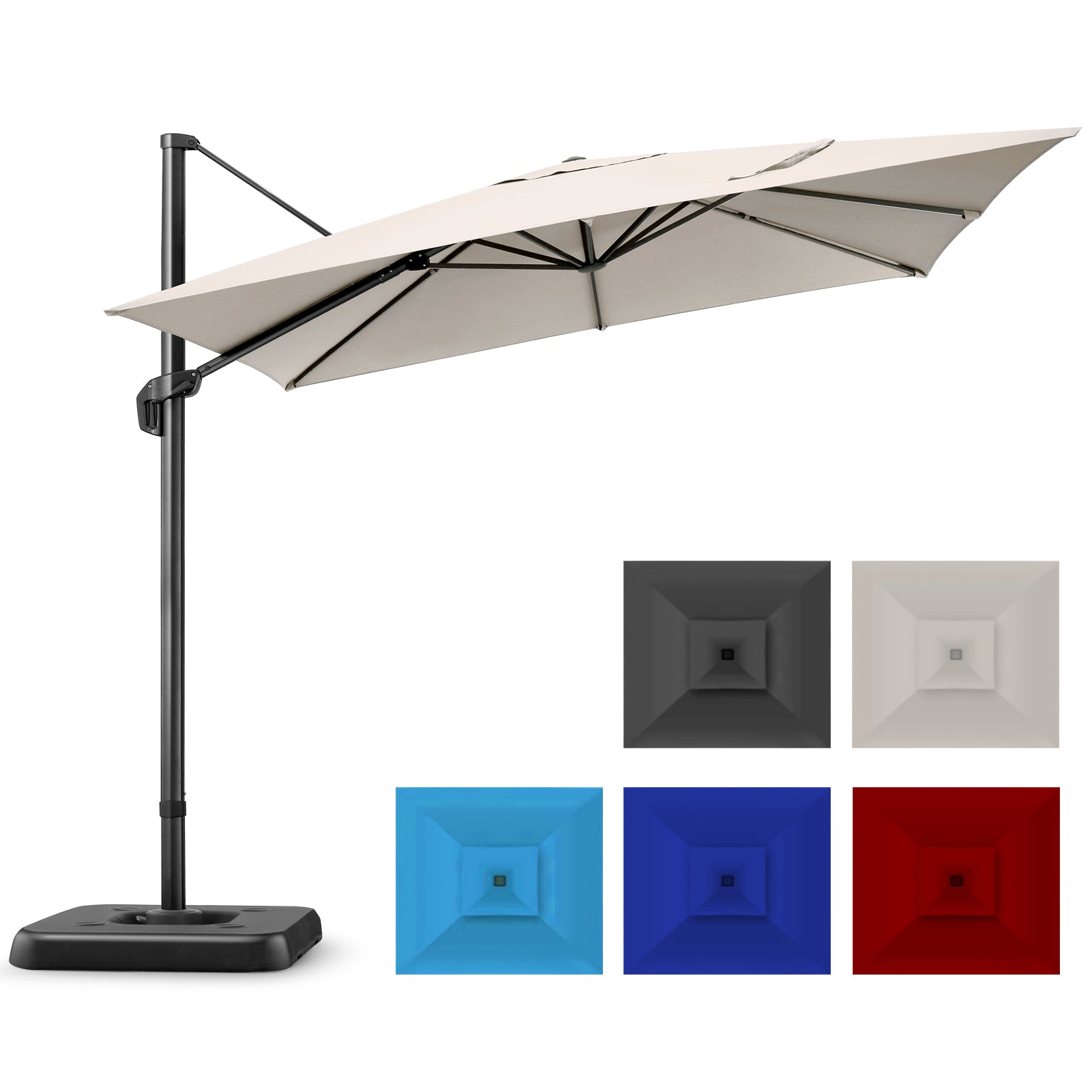 Hoteel 10 Ft Patio Umbrella Outdoor Cantilever Square Umbrella Aluminum Offset Umbrella with Base, 360¡ã Rotation