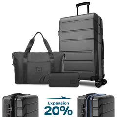 HOTEEL 5 Piece Luggage Sets,Expandable ABS+PC Hardshell Suitcase Set with TSA Lock,Lightweight Carry on Suitcases for Men Women,Beige