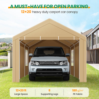 Cobizi 12'x20' Large Heavy Duty Canopy Carport with Steel Frame SPC104