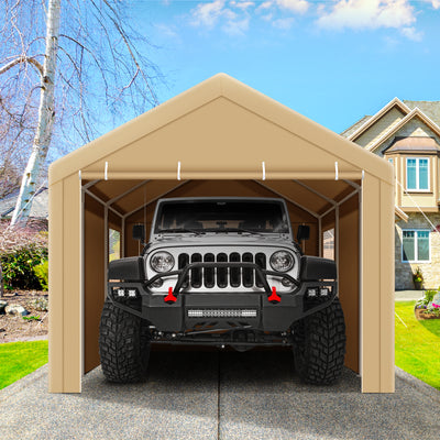 HOTEEL 10'x20' Large Heavy Duty Car Tent with Steel Frame, Portable Garage Wedding Tent Gazebo Big Tents Carport Shelter with Waterproof Top Cover, All-Season Tarp for Outdoor Party Birthday, Gray