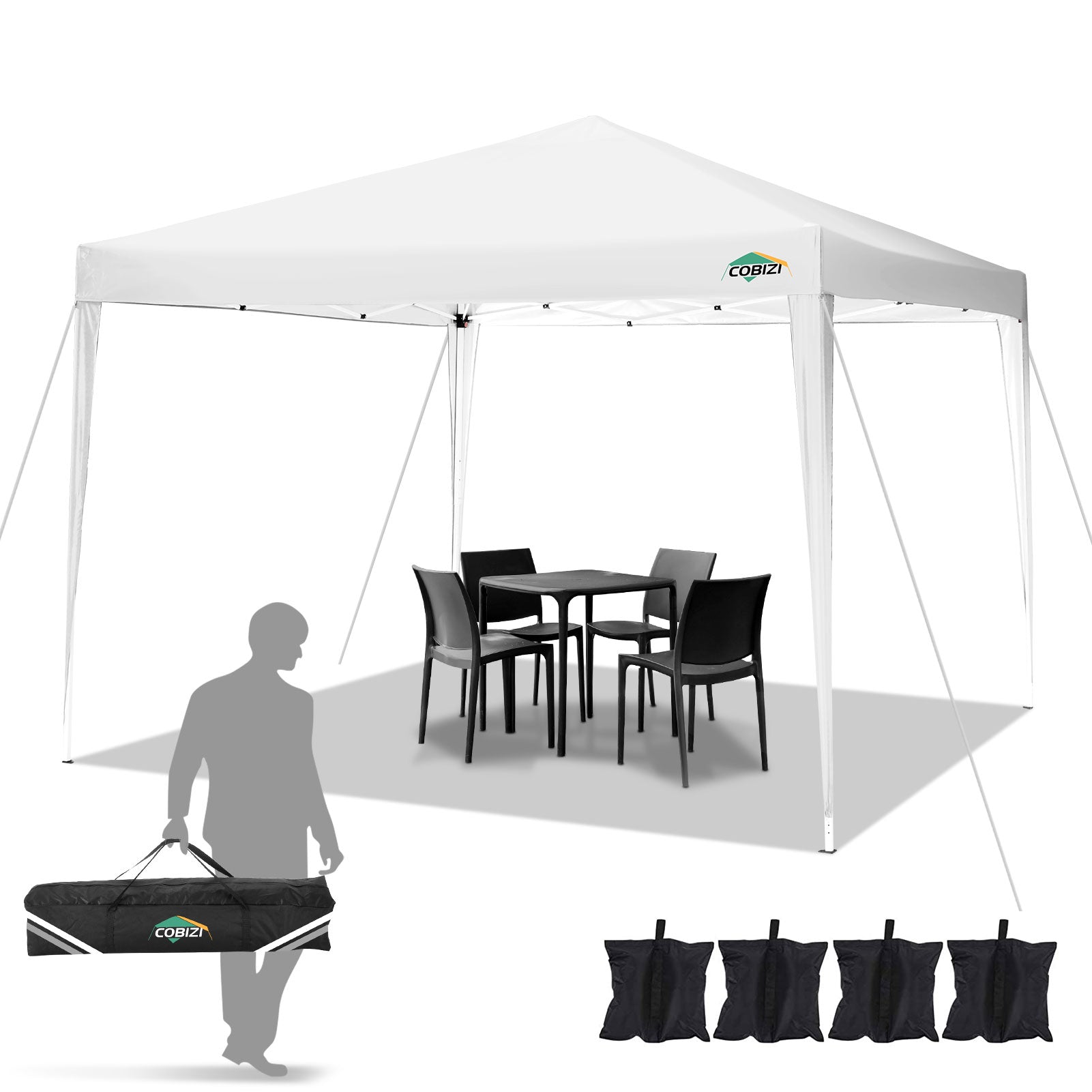 COBIZI Pop Up Canopy Gazebo Outdoor Shade Tent 10'X10' With 4 Sand Bag SPC000265