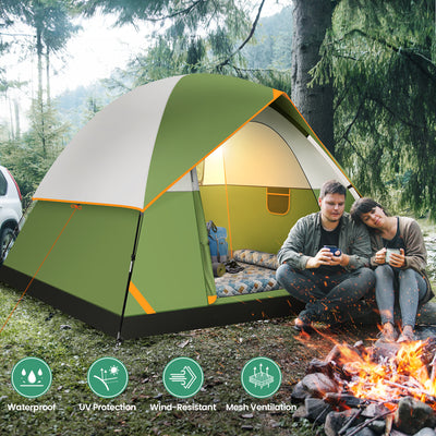 COBIZI 4 Person Camping Tent Easy Setup with Rainfly & Screen Windows SPC174