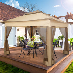 HOTEEL 11x11 Pop Up Gazebo Outdoor Canopy Shelter, Instant Patio Gazebo Sun Shade Canopy Tent 121 Square Feet of Shade for Lawn, Garden, Backyard & Deck, Khaki