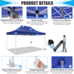 HOTEEL 10x15 Pop Up Canopy Tent Heavy Duty Easy Up Outdoor Canopy Commercial Event Tent Wedding with Roller Bag,UV 50+ & Upgraded No Water Accumulation,Thick Hexagonal Legs