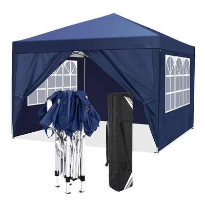 COBIZI 10'x10' Pop up Canopy Tent, Protable Canopy Tent with 6 Sidewalls Waterproof Commercial Pop up Tent for Parties, Wedding, Camping, Courtyard with Carry Bag,White SPC000202