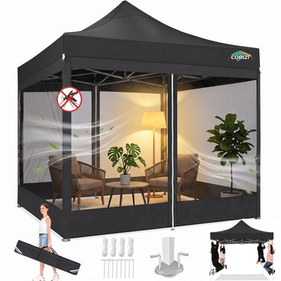 COBIZI 10'x10' Heavy Duty Pop up Canopy Gazebo with Netting Screened SPC111