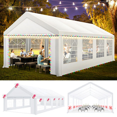HOTEEL 10x30ft Heavy Duty Canopy Tent, Easy Up Commercial Outdoor Canopy Wedding Party Tent, Waterproof Outdoor Canopy Tents for Large Events, Wedding, Parties, White