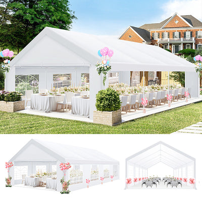 HOTEEL 10x30ft Heavy Duty Canopy Tent, Easy Up Commercial Outdoor Canopy Wedding Party Tent, Waterproof Outdoor Canopy Tents for Large Events, Wedding, Parties, White