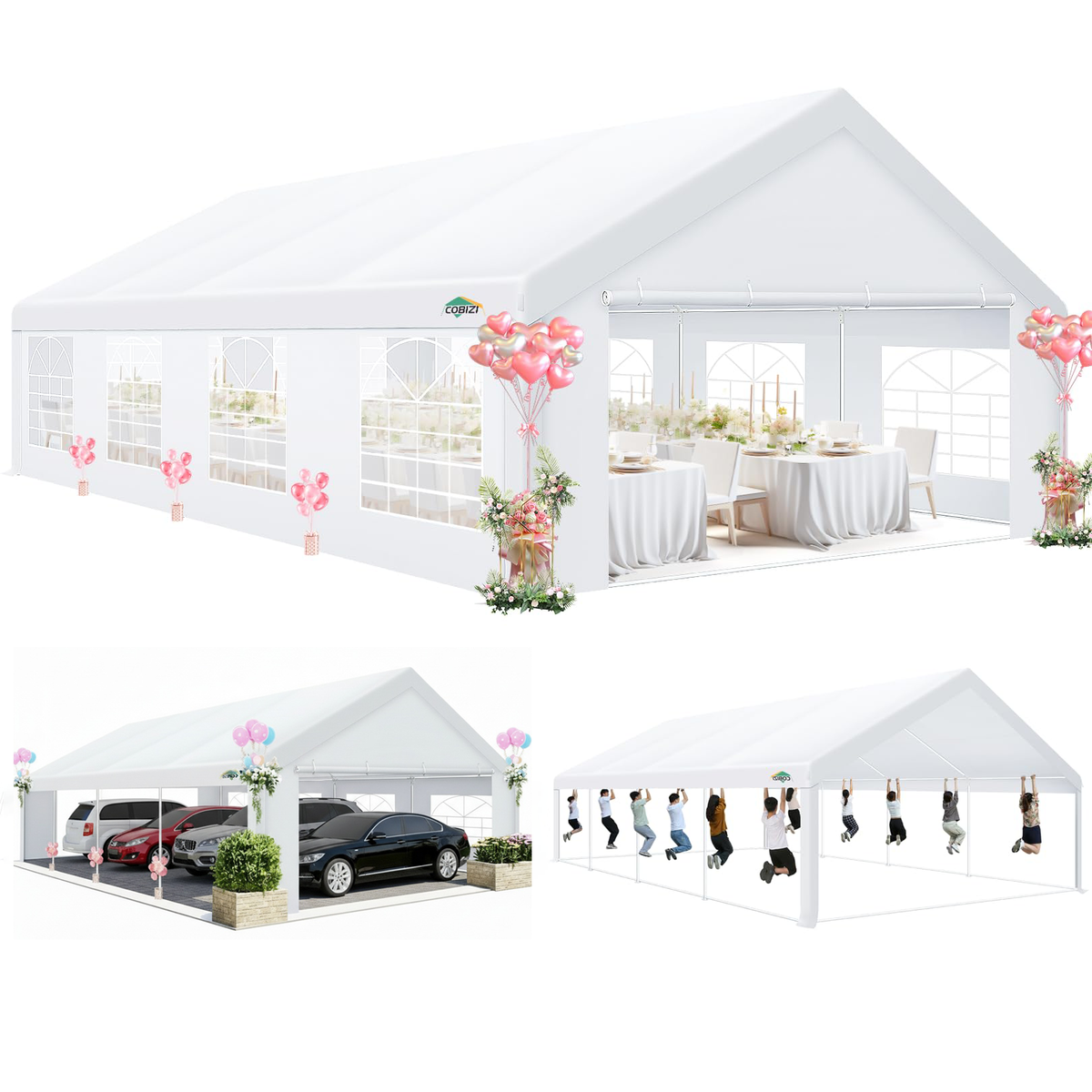 COBIZI 20'x30' Heavy Duty Outdoor Gazebo with Removable Sidewall Windows SPC000106