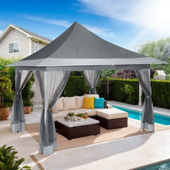 HOTEEL 12x12 EZ Pop Up Gazebo Tent with Sidewalls,Patio Gazebo Instant Shelter for Outdoor Party Camping Backyard Beach with Carry Bag,Stakes,Ropes,Khaki