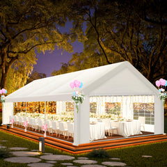 HOTEEL 20x30 Party Tent Heavy Duty with Removable Sidewalls & 4 Built-in Sandbags, Commercial Wedding Large Tent, UV 50+, Waterproof, White