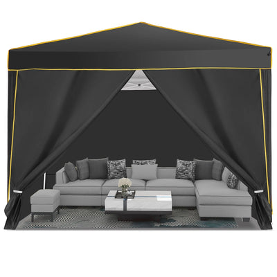 HOTEEL Pop up Canopy Tent 10x10 Commercial Instant Canopy with 4 Sidewalls & Carry Bag,Portable Tent for Parties Beach Camping Party Event Shelter Sun Shade