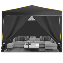 HOTEEL Pop up Canopy Tent 10x10 Commercial Instant Canopy with 4 Sidewalls & Carry Bag,Portable Tent for Parties Beach Camping Party Event Shelter Sun Shade