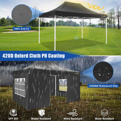 Hoteel 10'x15' Heavy Duty Canopy Tent with 4 Sidewalls,Pop up Canopy for Parties Wedding,Commercial Easy up Gazebo with Roller Bag,UV 50+&Waterproof
