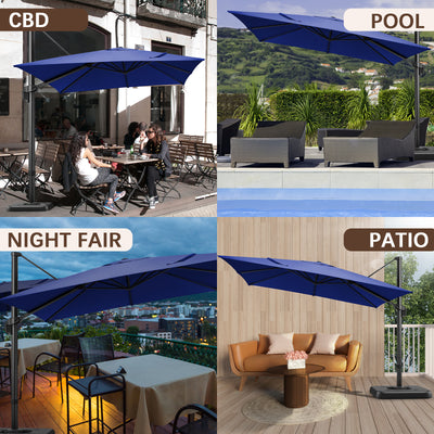 COBIZI 10x10ft Square Outdoor Patio Umbrella Cantilever Umbrella Large Offset Hanging Umbrella Aluminum Umbrella with 360¡ãRotation Adjustable Garden Pool Umbrella,Navy blue