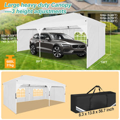 HOTEEL 10'x20' Up Pop Up Canopy Tent, Party Tents with One Push Central Button Air Vent, Instant Canopy Tent with Sidewalls & Reflective Strip