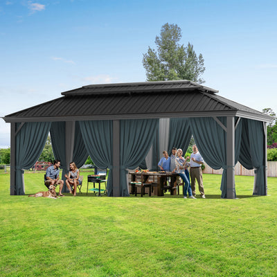 COBIZI 12'x20'  Heavy Duty Double HardTop Gazebo with Privacy Curtains & Netting, SPC91