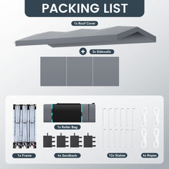 COBIZI 10'x30' Pop Up Canopy-Easy Up Carport Canopy with One Push Setup-Outdoor Sun Shade&Waterppof Tent for Parties, Camping, Events-with 3 Sidewalls,Wheel Bag,4 Weight Bags,4 Ropes& 12 Stakes