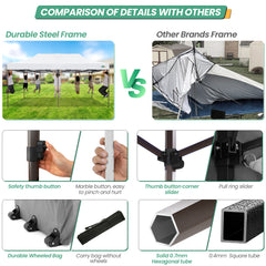 COBIZI 10x20 Pop up Heavy Duty Canopy with 6 Sidewalls,Waterproof Commercial Tent,Outdoor Gazebo for Wedding Party with Wheeled Bag