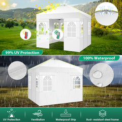 COBIZI Canopy 10'x10' Pop Up Canopy Tent 1-Button Push Easy up Outdoor Canopy Instant Portable Commercial Shelter Waterproof UPF50+ Gazebo with Reflective Strip, Air Vent & 4 Sandbags