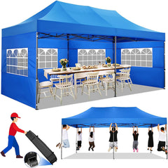 COBIZI 10x20 Pop up Canopy with 6 sidewalls Commercial Heavy Duty Canopy UPF 50+ All Weather Waterproof Outdoor Wedding Party Tents Gazebo with Roller Bag