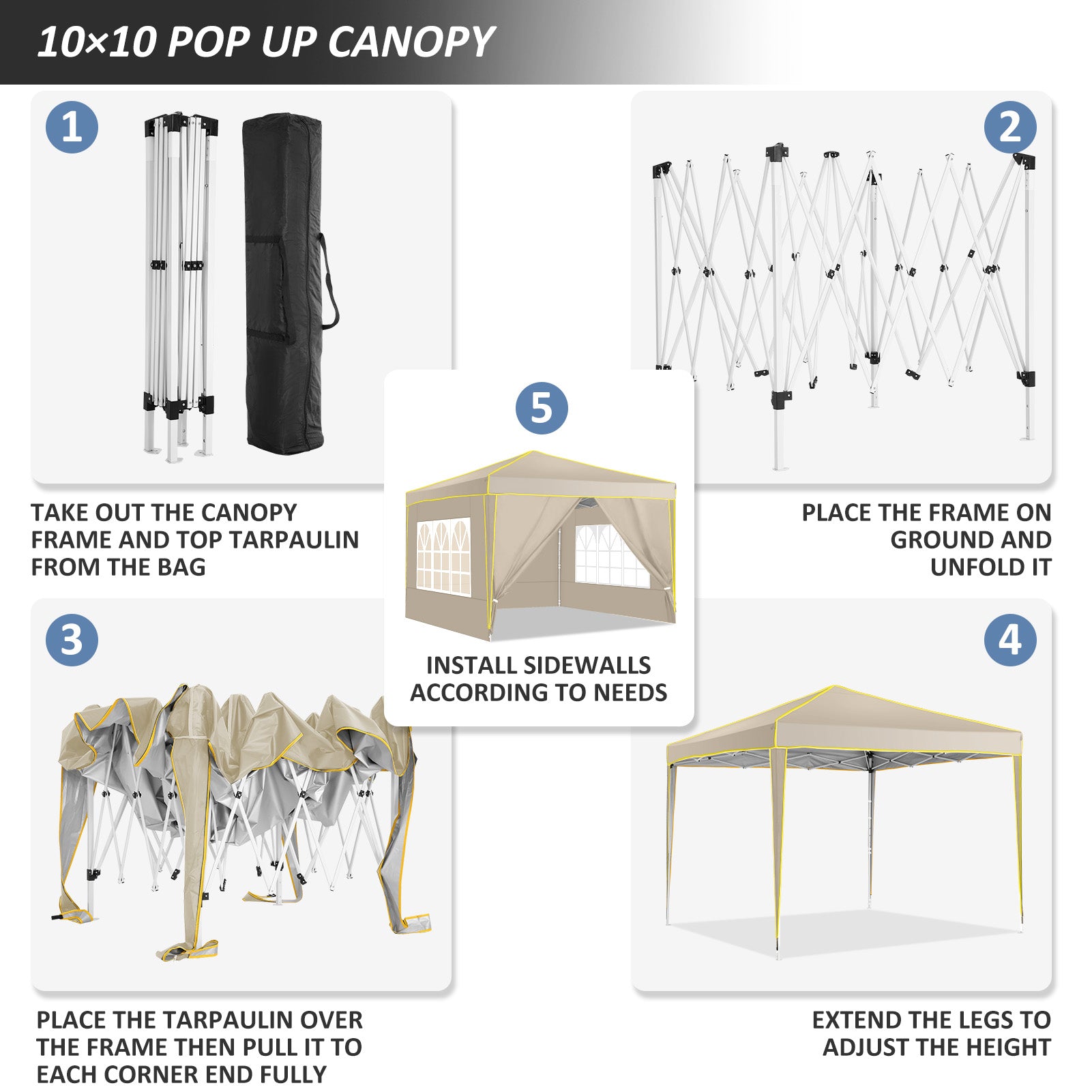 COBIZI 10'x10' Pop Up Outdoor Waterproof Commercial Canopy HZC47