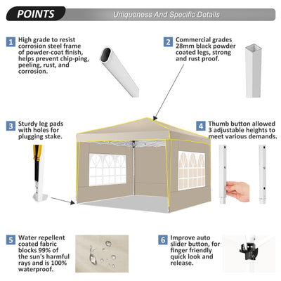 COBIZI 10'x10' Pop Up Outdoor Waterproof Commercial Canopy HZC47