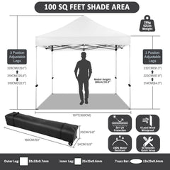HOTEEL 10x10 Pop Up Canopy with 4 Sidewall,Heavy Duty Canopy UPF 50+ All Season Wind Waterproof Commercial Outdoor Wedding Party Tents for Parties Canopy Gazebo with Roller Bag(10 x 10 ft White)