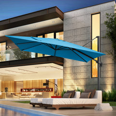 HOTEEL 10 Ft Patio Umbrella Outdoor Cantilever Umbrella Aluminum Offset Umbrella with Base, 360° Rotation，Gray