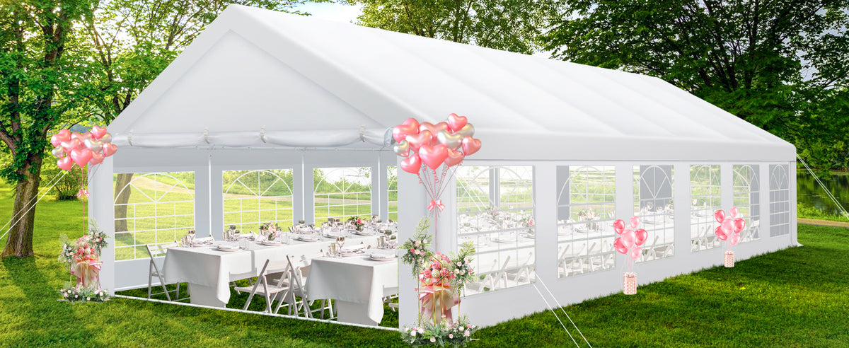 Hoteel 20'x 40' Large Heavy Duty Outdoor Canopy Party Tent with 8 Removable Sidewalls, UV 50+, Waterproof, Wedding Event Shelter Gazebo, Easy to Set up, Big Tent for Birthday Party, BBQ, White