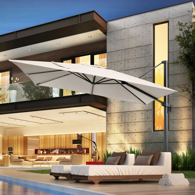 HOTEEL 10 Ft Patio Umbrella Outdoor Cantilever Umbrella Aluminum Offset Umbrella with Base, 360¡ã Rotation, Navy