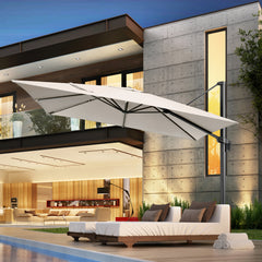 HOTEEL 10 Ft Patio Umbrella Outdoor Cantilever Umbrella Aluminum Offset Umbrella with Base, 360° Rotation，Gray