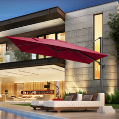 HOTEEL 10 Ft Patio Umbrella Outdoor Cantilever Umbrella Aluminum Offset Umbrella with Base, 360° Rotation，Gray