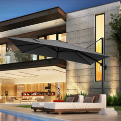 HOTEEL 10 Ft Patio Umbrella Outdoor Cantilever Umbrella Aluminum Offset Umbrella with Base, 360° Rotation，Gray