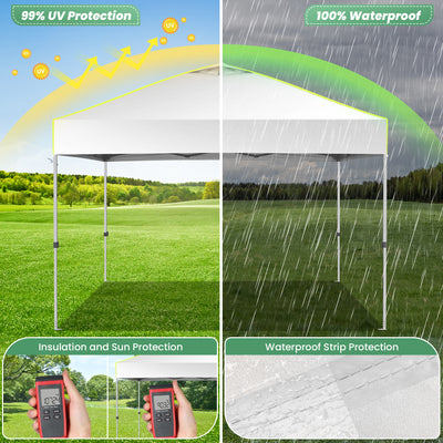 Hoteel Canopy 10x10 Pop Up Canopy Tent 1-Button Push Easy up Outdoor Canopy Instant Portable Commercial Shelter Waterproof UPF50+ Gazebo with Reflective Strip, Air Vent & 4 Sandbags, White
