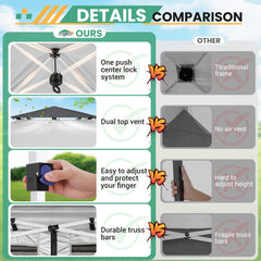 HOTEEL 10x10 Gazebo Canopy Tent with 4 Netting Sidewalls,Pop up Gazebo Tents,Outdoor Party Tents with Sandbags