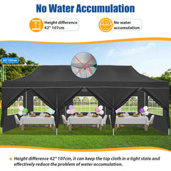 COBIZI Canopy 10'x30' Pop up Canopy with 8 Sidewalls Heavy Duty Party Tent Outdoor Party Event Gazebo Commercial Canopy Tents for Parties Wedding Outdoor Events, Black (Upgraded Frame&Windproof)