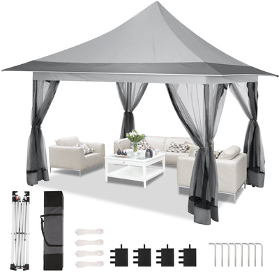 COBIZI 12'x12' Pop-up Gazing Pavilion with Tent and Backpack Offer, Outdoor Canopy Tent with Portable Backpack, Patio Gazing Pavilion SPC000149