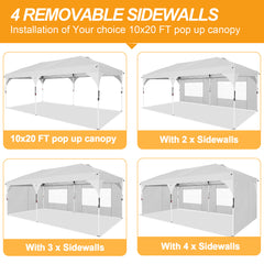 HOTEEL 10'x20' Up Pop Up Canopy Tent, Party Tents with One Push Central Button Air Vent, Instant Canopy Tent with Sidewalls & Reflective Strip