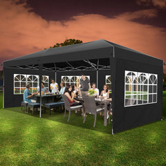 HOTEEL 10'x20' Pop Up Canopy with Sidewalls,Easy Up Canopy Tent with Carry Bag,Outdoor Canopies with 4 Sandbags,Large Tents for Outdoor Events,Wedding,Backyard,Commercial,Black