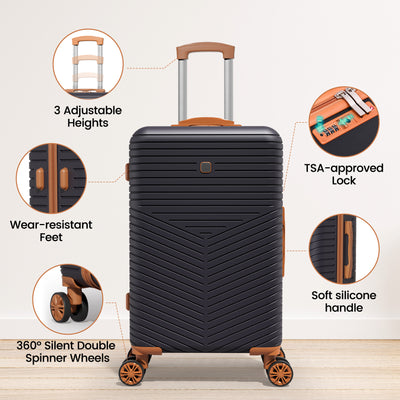 HOTEEL 4 Piece Hardside Luggage Set,Lightweight Travel Suitcases with TSA Lock & Spinner Wheels(13/20/24/28 inch, Black)