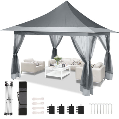 COBIZI 12'x12' Pop-up Gazing Pavilion with Tent and Backpack Offer, Outdoor Canopy Tent with Portable Backpack, Patio Gazing Pavilion SPC000149