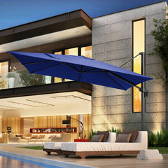 COBIZI 10x10ft Square Outdoor Patio Umbrella Cantilever Umbrella Large Offset Hanging Umbrella Aluminum Umbrella with 360°Rotation Adjustable Garden Pool Umbrella,Navy blue