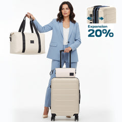 HOTEEL 5 Piece Luggage Sets,Expandable ABS+PC Hardshell Suitcase Set with TSA Lock,Lightweight Carry on Suitcases for Men Women,Beige