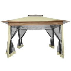 Hoteel 12'x12' Pop Up Gazebo Patio Outdoor Canopy Tent with 8 Mosquito Nettings, Adjustable Height and 144 Square ft of Shade for Garden, Party, Backyard with Vented Top, Storage Bag, Sandbags, Gary