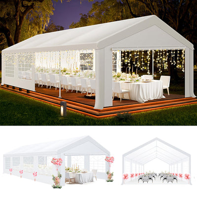 HOTEEL 10x30ft Heavy Duty Canopy Tent, Easy Up Commercial Outdoor Canopy Wedding Party Tent, Waterproof Outdoor Canopy Tents for Large Events, Wedding, Parties, White
